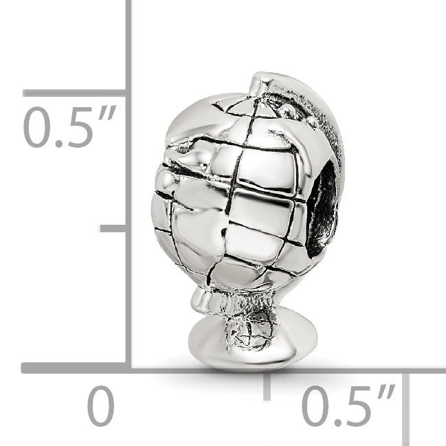 Sterling Silver 925 Antiqued Globe Bead with Solid Casted Design