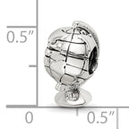 Sterling Silver 925 Antiqued Globe Bead with Solid Casted Design