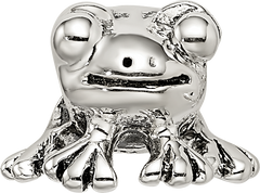 Sterling Silver 925 Antiqued Frog Bead Solid Casted Premium Charm