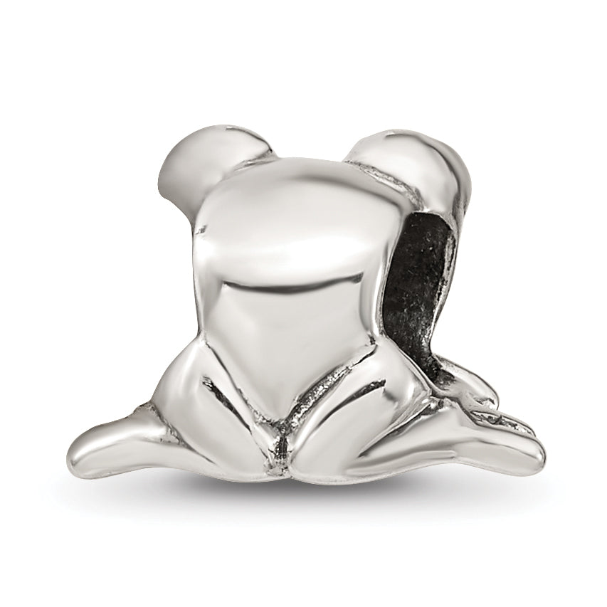 Sterling Silver 925 Antiqued Frog Bead Solid Casted Premium Charm
