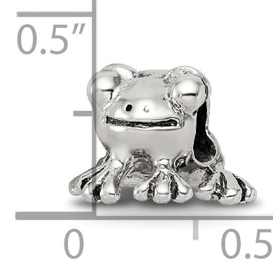 Sterling Silver 925 Antiqued Frog Bead Solid Casted Premium Charm