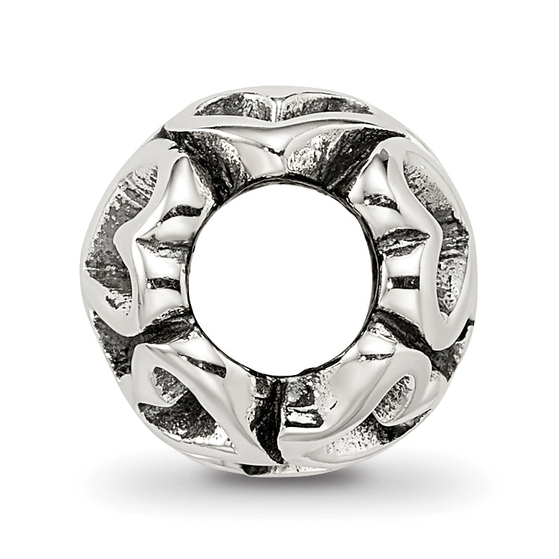 Sterling Silver 925 Heart Bead with Antiqued Finish Solid Craftmanship