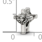 Sterling Silver 925 Kids Angel Cross Bead with Antiqued Finish