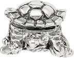 Sterling Silver 925 Turtle Bead with Antiqued Finish Solid Cast Design