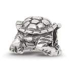 Sterling Silver 925 Turtle Bead with Antiqued Finish Solid Cast Design