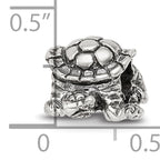Sterling Silver 925 Turtle Bead with Antiqued Finish Solid Cast Design