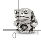 Sterling Silver 925 Kids Frog Bead with Antiqued Finish, Solid and Casted