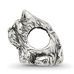 Sterling Silver 925 Scottish Terrier Bead with Antiqued Finish Solid Design