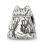 Sterling Silver 925 Scottish Terrier Bead with Antiqued Finish Solid Design