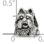 Sterling Silver 925 Scottish Terrier Bead with Antiqued Finish Solid Design