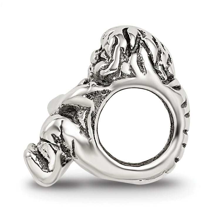 Sterling Silver 925 Bead with Two Kids Design Antiqued Finish Secondary image