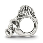 Sterling Silver 925 Bead with Two Kids Design Antiqued Finish