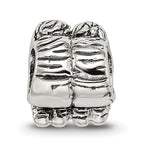 Sterling Silver 925 Bead with Two Kids Design Antiqued Finish