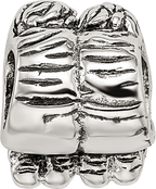 Sterling Silver 925 Bead with Two Kids Design Antiqued Finish