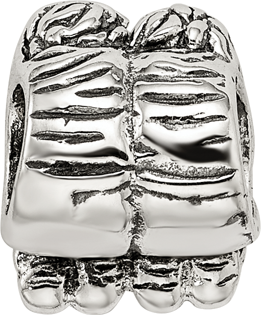 Sterling Silver 925 Bead with Two Kids Design Antiqued Finish