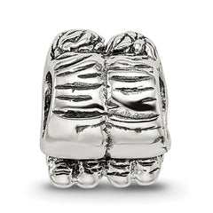 Sterling Silver 925 Bead with Two Kids Design Antiqued Finish