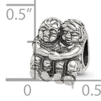 Sterling Silver 925 Bead with Two Kids Design Antiqued Finish