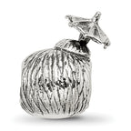 Sterling Silver 925 Coconut Drink Bead with Antiqued Finish Solid Cast