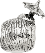 Sterling Silver 925 Coconut Drink Bead with Antiqued Finish Solid Cast