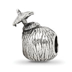 Sterling Silver 925 Coconut Drink Bead with Antiqued Finish Solid Cast