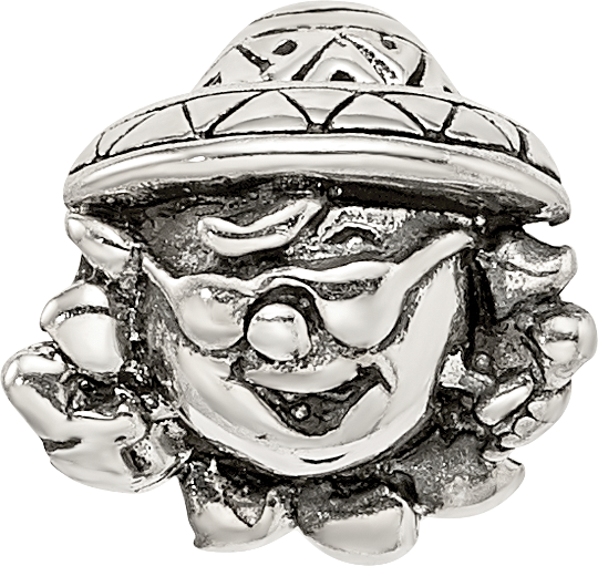 Sterling Silver 925 Kids Bead with Antique Finish and Sunshine Design