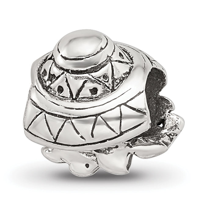 Sterling Silver 925 Kids Bead with Antique Finish and Sunshine Design