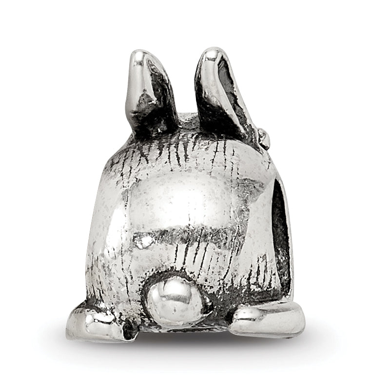 Sterling Silver 925 Antiqued Bunny Bead with Solid Casted Design