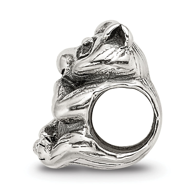 925 Sterling Silver Antiqued Racoon Bead Solid, Themed Jewelry by Sophia