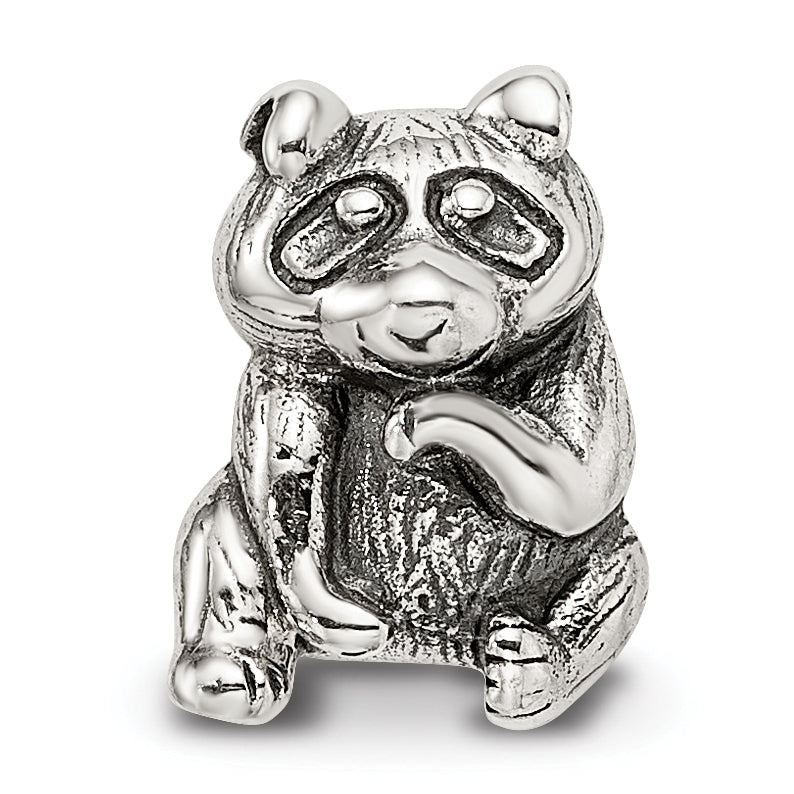 925 Sterling Silver Antiqued Racoon Bead Solid, Themed Jewelry by Sophia