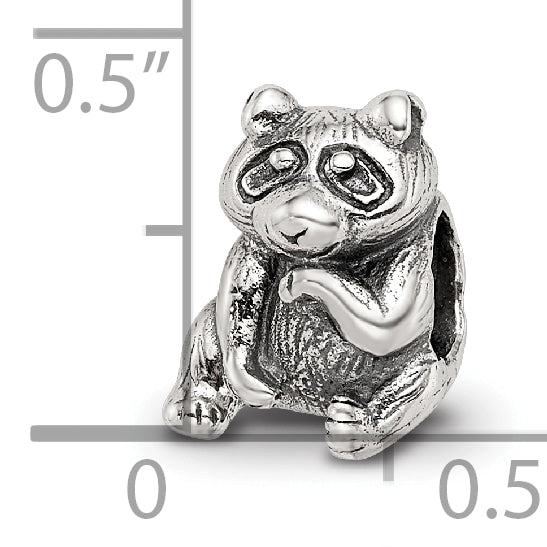 925 Sterling Silver Antiqued Racoon Bead Solid, Themed Jewelry by Sophia