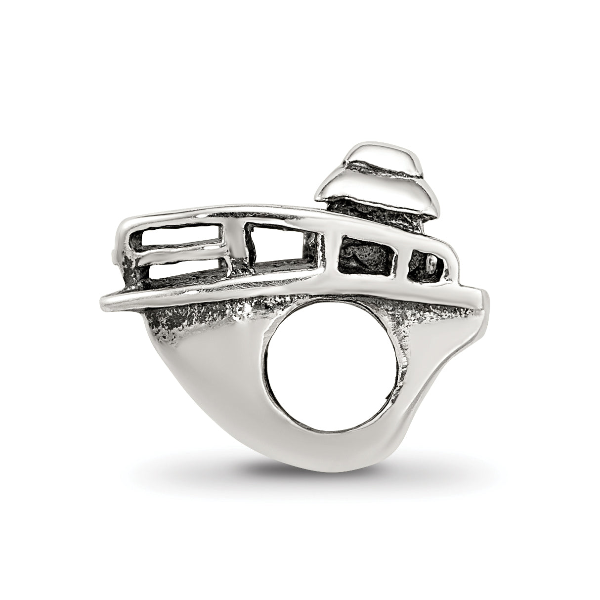 Sterling Silver 925 Boat Bead with Antiqued Finish Secondary image