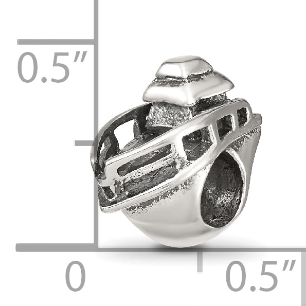 Sterling Silver 925 Boat Bead with Antiqued Finish