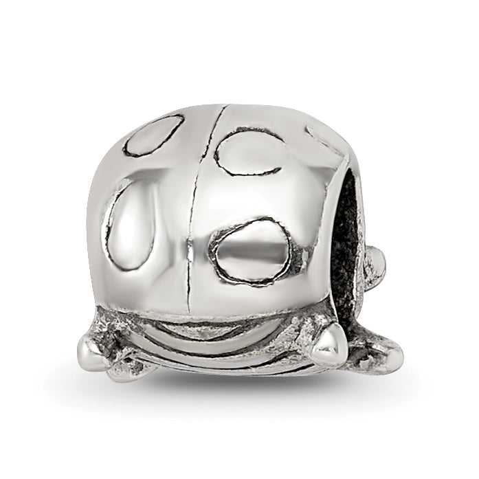 Sterling Silver 925 Ladybug Bead with Antiqued Finish Solid Cast