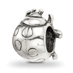 Sterling Silver 925 Ladybug Bead with Antiqued Finish Solid Cast