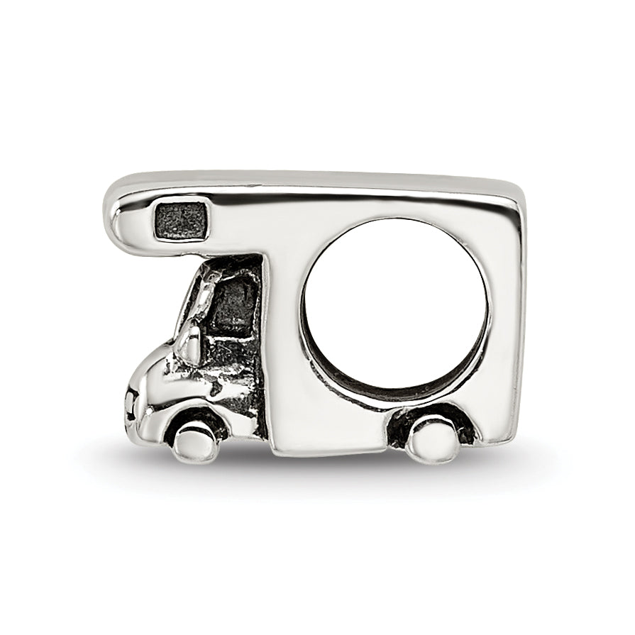 Sterling Silver 925 RV Camper Bead with Antiqued Finish Solid Themed Design Secondary image