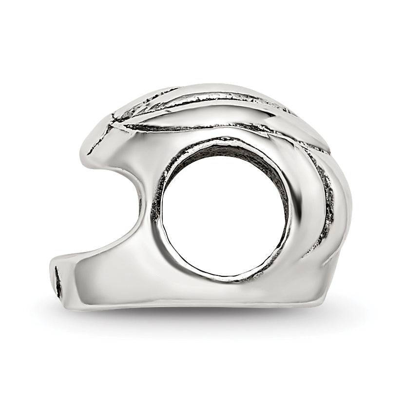 Sterling Silver 925 Race Car Helmet Bead with Antiqued Finish Secondary image