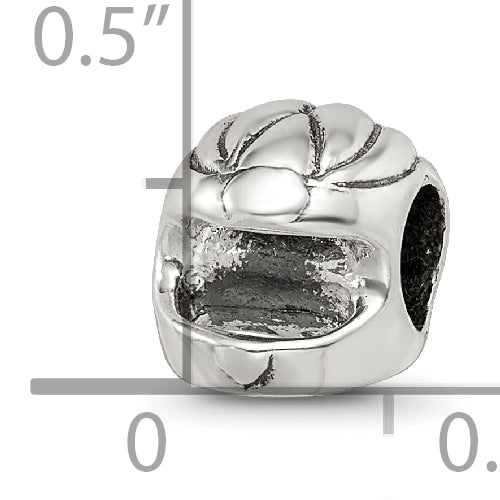 Sterling Silver 925 Race Car Helmet Bead with Antiqued Finish