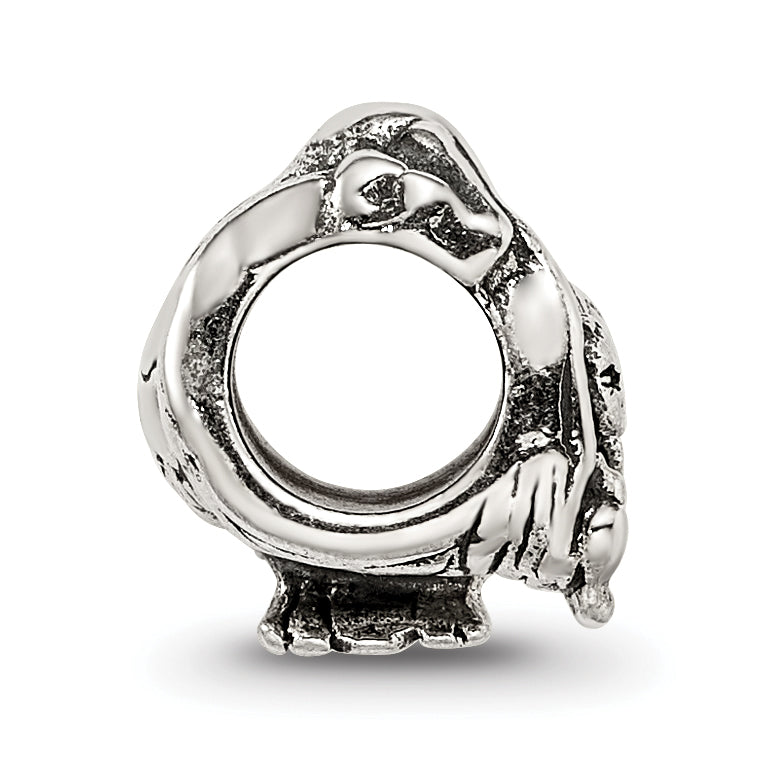 Sterling Silver 925 Antiqued Stork Bead Elegant Themed Solid Design