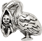 Sterling Silver 925 Antiqued Stork Bead Elegant Themed Solid Design