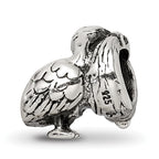 Sterling Silver 925 Antiqued Stork Bead Elegant Themed Solid Design