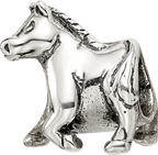 Sterling Silver 925 Horse Bead with Antiqued Finish Solid Design