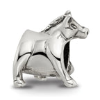 Sterling Silver 925 Horse Bead with Antiqued Finish Solid Design