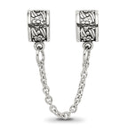 Sterling Silver 925 Floral Themed Bead with Antiqued Finish Solid Design