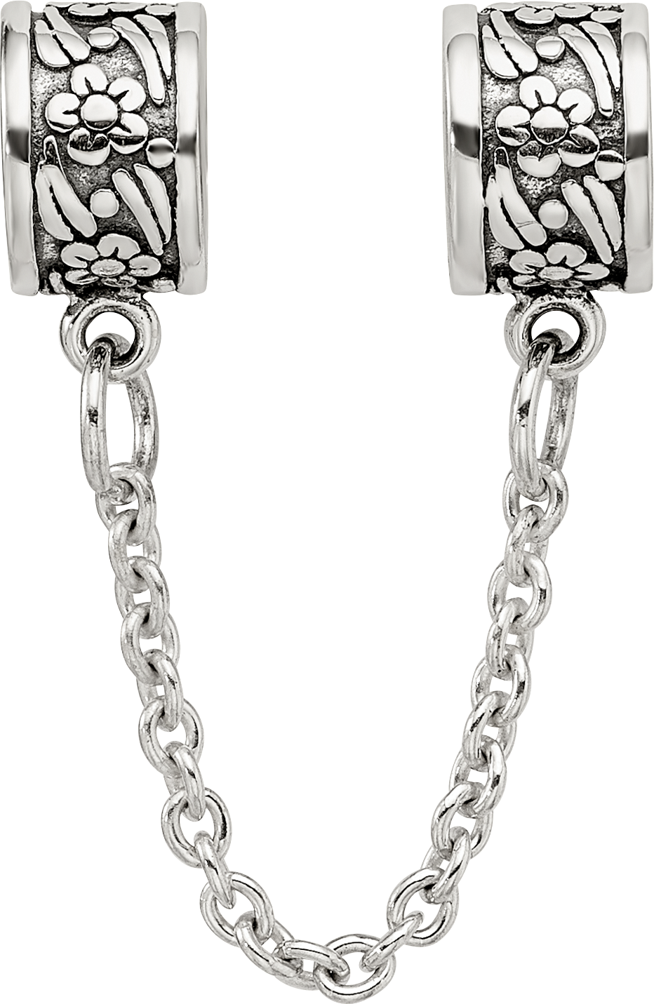 Sterling Silver Reflections Security Chain Floral Bead