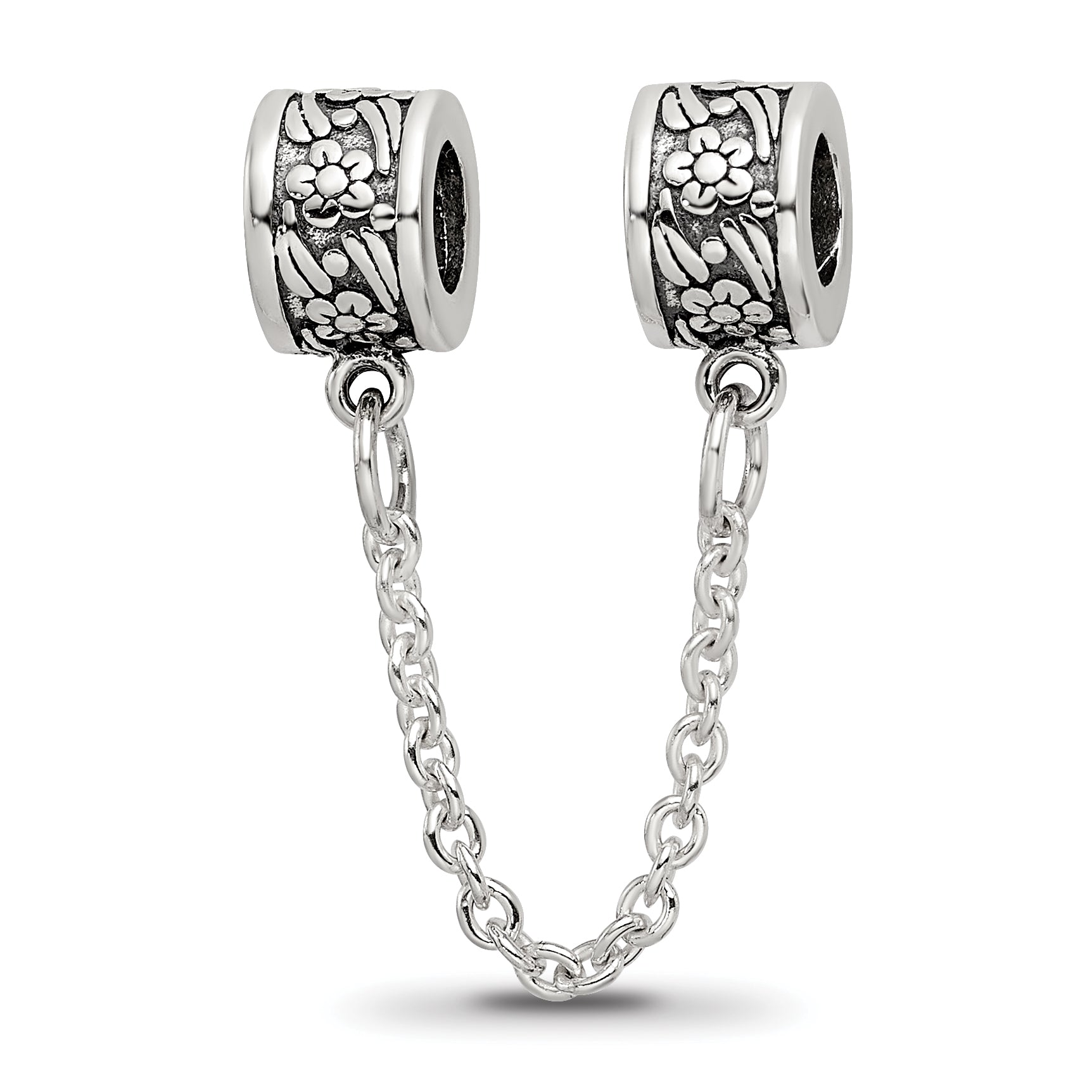 Sterling Silver Reflections Security Chain Floral Bead Main image