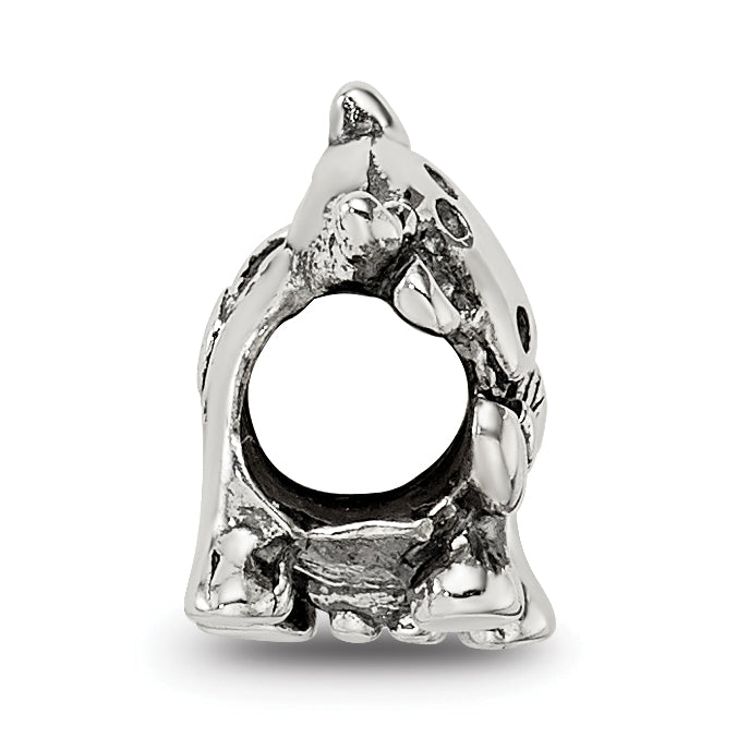 Sterling Silver 925 Kids Cow Bead with Bow Antiqued Finish Solid Design Secondary image