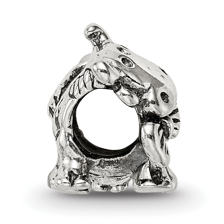 Sterling Silver 925 Dairy Cow Bead with Antiqued Finish Solid Charm