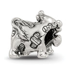Sterling Silver 925 Dairy Cow Bead with Antiqued Finish Solid Charm