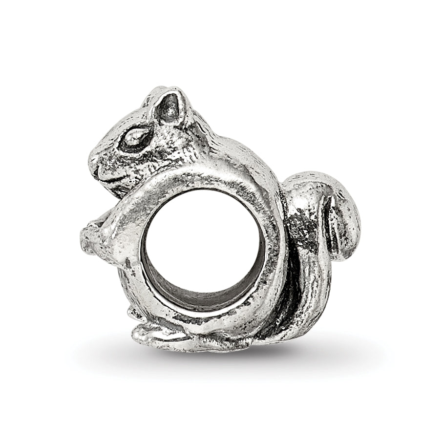 Sterling Silver 925 Squirrel Bead with Antiqued Finish Solid Cast Design Secondary image