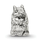 Sterling Silver 925 Squirrel Bead with Antiqued Finish Solid Cast Design